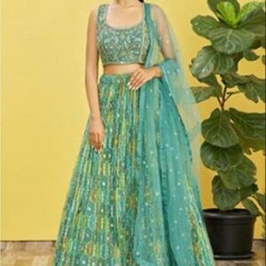 Elegant Teal Embroidered Lehenga